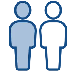 50% graphic with outlines of 2 people