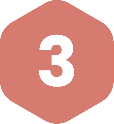 Number 3 in peach hexagon 