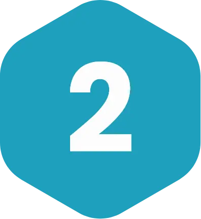 Number 2 in light blue hexagon 